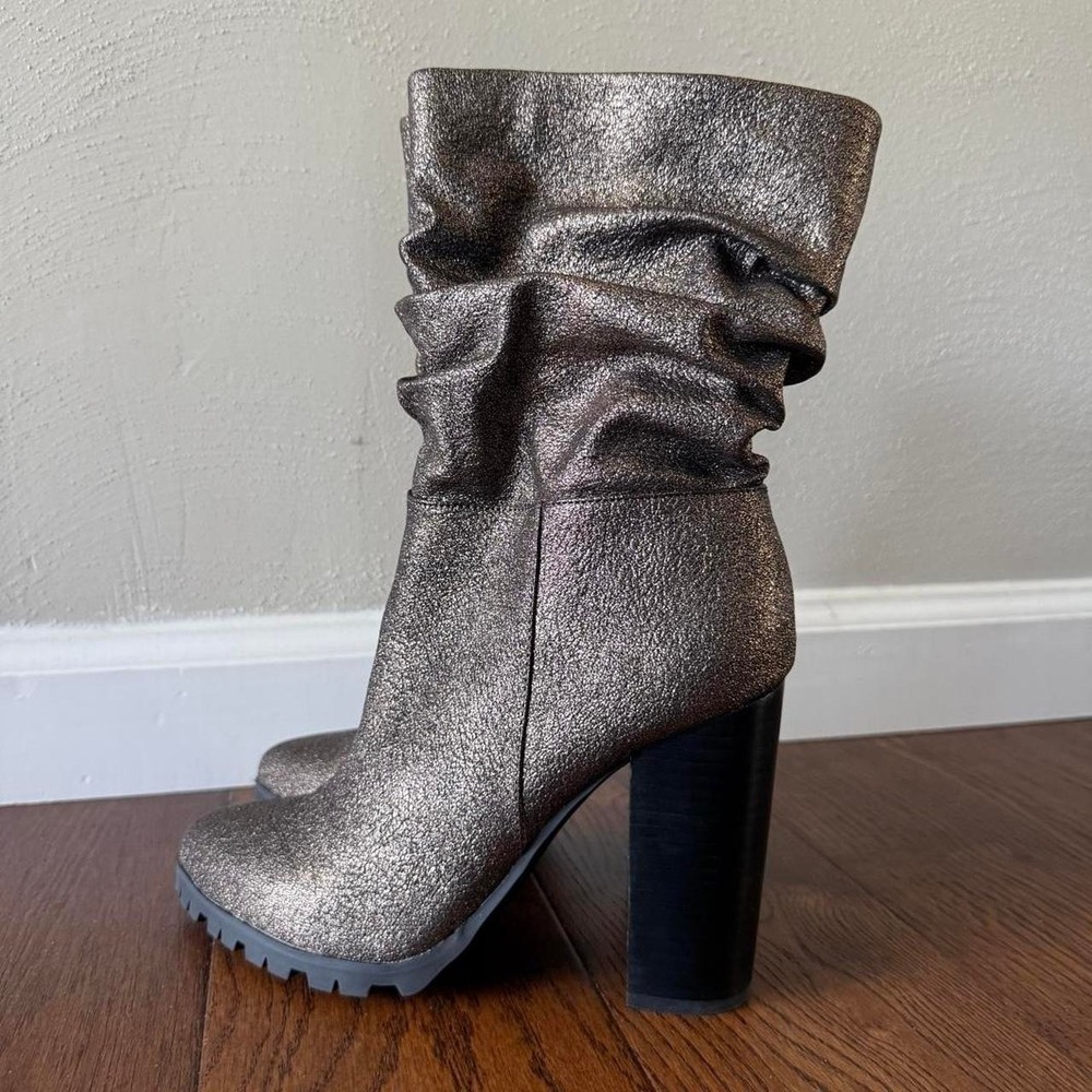Katy Perry The Raina Slouchy Metallic Gunmetal Boots Size 9